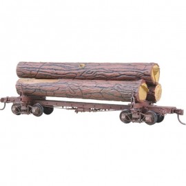 HO Scale Skeleton Log Car con kit de troncos